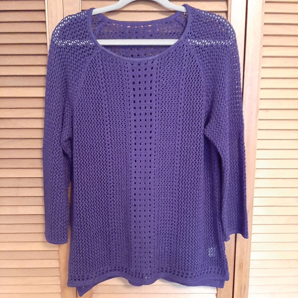 Northern Reflection purple open weave sweater